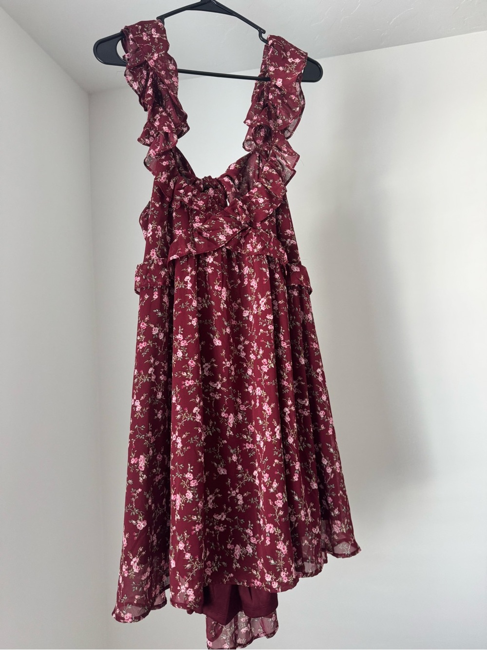 Altar'd State Burgundy Floral Ruffle Sundress - Size XL